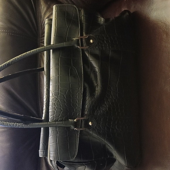 LIZ CLAIBORNE NEW YORK FAUX CROC SATCHEL PURSE HANDBAG - Picture 2 of 11